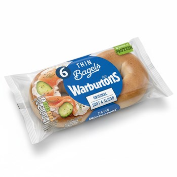 Warburtons 6 Thin Bagels Original Soft & Sliced