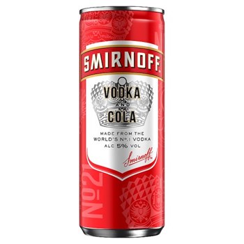 Smirnoff No.21 Vodka and Cola 5% vol Ready to Drink Premix 250ml Can