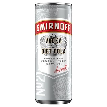 Smirnoff No.21 Vodka and Diet Cola 5% vol Ready to Drink Premix 250ml Can