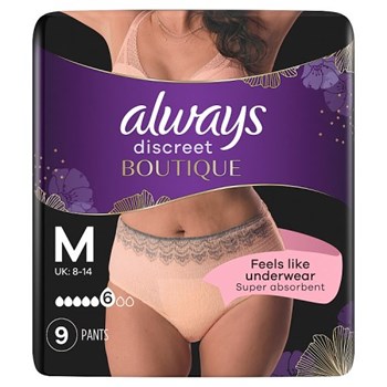 Always Discreet Boutique Underwear Incontinence Pants Plus Size Medium  Peach 9 Pack, Beelivery