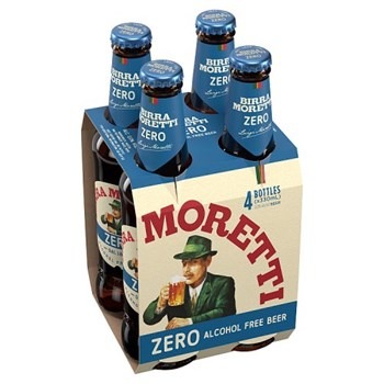 Birra Moretti Zero Alcohol-Free Beer 4 x 330ml Bottle