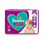 Pampers Active Fit Size 4, 37 Nappies, 9kg-14kg, Essential Pack