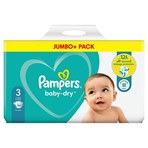 Pampers Baby-Dry Size 3, 100 Nappies, 6kg-10kg, Jumbo+ Pack
