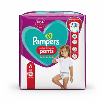 Pampers Active Fit Nappy Pants Size 6, 22 Nappies, 15kg+, Essential Pack