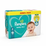 Pampers Baby-Dry Size 4, 86 Nappies, 9kg-14kg, Jumbo+ Pack