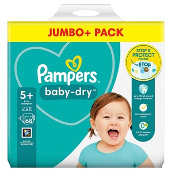 Pampers Baby Dry Nappy Pants Jumbo+ Pack Nappies Size 5, 12kg-17kg