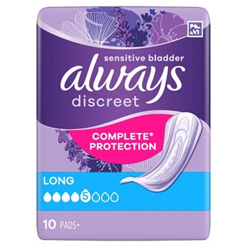 Always Discreet Incontinence Pads Women Long 10 Count  