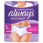 Always Discreet Incontinence Pants Women, L, 10 Pants