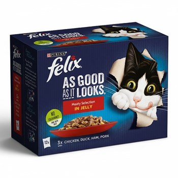 FELIX AS GOOD AS IT LOOKS Meaty Selection in Jelly Wet Cat Food 12 x 100g