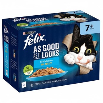 FELIX AS GOOD AS IT LOOKS Senior Fish Selection in Jelly Wet Cat Food 12 x 100g