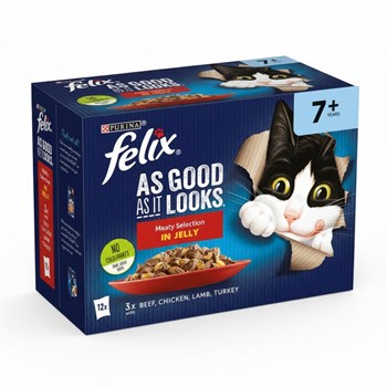 FELIX AS GOOD AS IT LOOKS Senior Meat Selection in Jelly Wet Cat Food 12 x 100g
