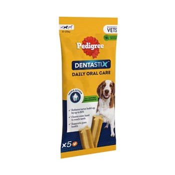 Pedigree Dentastix Daily Dental Chews Medium Dog Treat 5 Sticks 128g