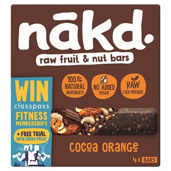 Nākd Raw Fruit & Nut Bars Cocoa Orange 4 x 35g
