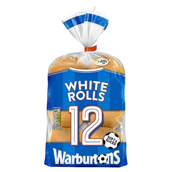 Warburtons 12 Sliced Soft White Rolls