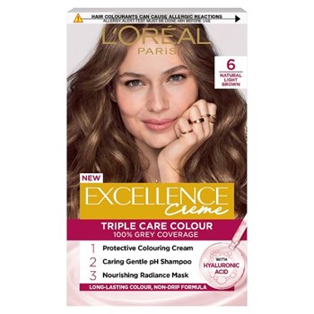 L'Oréal Paris Excellence Créme Permanent Hair Dye, 6 Natural Light Brown