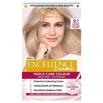 L'Oréal Paris Excellence Créme Permanent Hair Dye, 9.1 Natural Light Ash Blonde