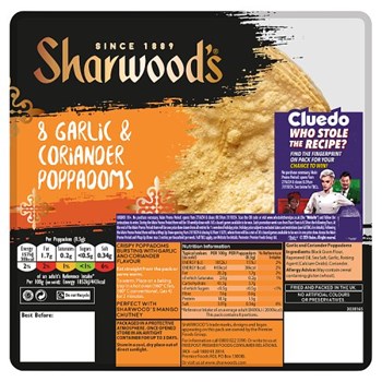 Sharwood's 8 Garlic & Coriander Poppadoms