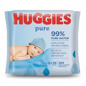 Huggies® Pure Baby Wipes - 4 Packs (4 x 56 Wipes)