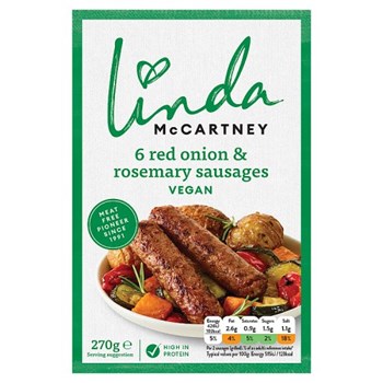 Linda McCartney 6 Vegan Red Onion & Rosemary Sausages 270g