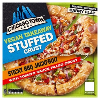 Chicago Town Vegan Takeaway Stuffed Crust Sticky BBQ Jackfruit Pizza 490g