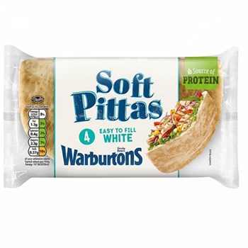 Warburtons 4 White Soft Pittas