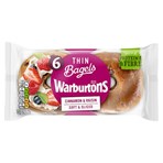 Warburtons 6 Thin Bagels Cinnamon & Raisin