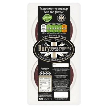 The Bury Black Pudding Company 4 Traditional Black Pudding Slices 230g