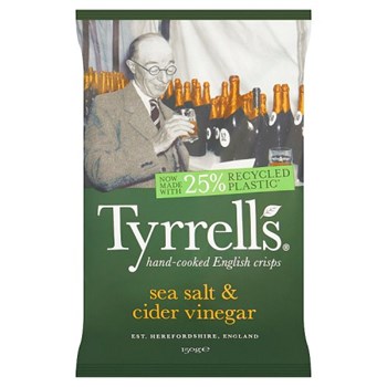 Tyrrells Sea Salt & Cider Vinegar Hand-Cooked English Crisps 150g