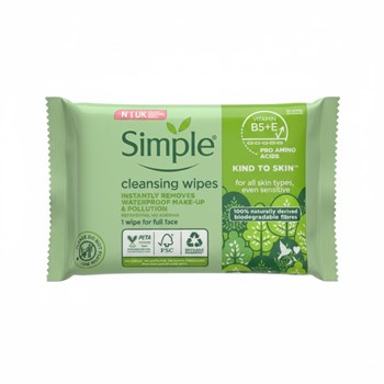 Simple Kind to Skin Cleansing Wipes Bio-degradable 25 wipes 