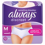 Always Discreet Incontinence Pants Women, M, 12 Pants