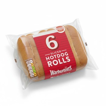 Warburtons 6 Sliced Hotdog Rolls