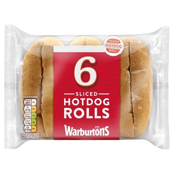 Warburtons 6 Sliced Hotdog Rolls