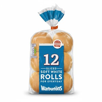 Warburtons 12 Sliced Soft White Rolls