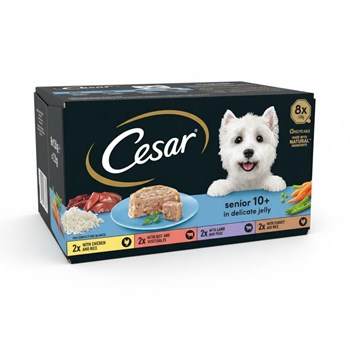 CESAR® Senior Wet Dog Food Trays Meat in Delicate Jelly 8 x 150g