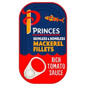 Princes Skinless & Boneless Mackerel Fillets Rich Tomato Sauce 125g