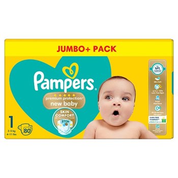 Pampers Premium Protection New Baby Size 1, 80 Nappies, 2kg-5kg