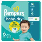 Pampers Baby-Dry Size 6, 33 Nappies, 13kg-18kg, Essential Pack