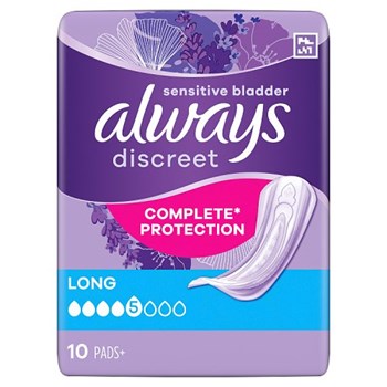 Always Discreet Incontinence Pads Women Long 10 Count  