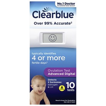 Clearblue Advanced Digital Ovulation Test Kit (OPK), 1 Digital Holder And 10 Ovulation Tests