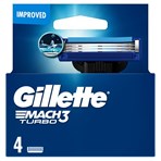 Gillette Mach3 Turbo Razor Refills for Men, 4 Razor Blade Refills