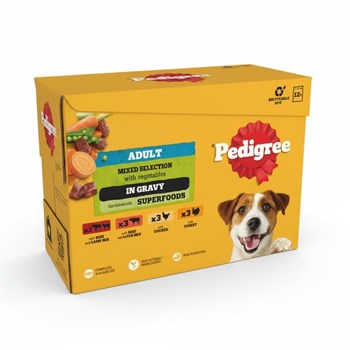 PEDIGREE® Adult Wet Dog Food Mixed Selection in Gravy 12 x 100g Pouch
