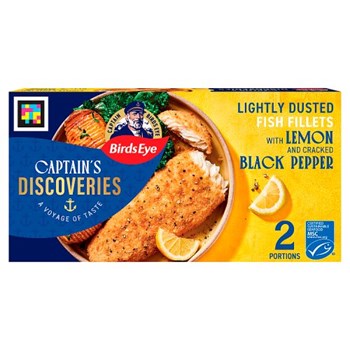 Birds Eye Captain's Discoveries 2 Lightly Dusted Fish Fillets with Lemon & Cracked Black Pepper 280g