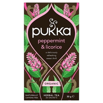 Pukka 20 Organic Peppermint & Licorice Herbal Tea Sachets 30g