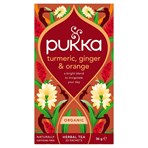 Pukka 20 Organic Turmeric, Ginger & Orange Herbal Tea Sachets 36g