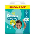 Pampers Baby-Dry Size 8, 52 Nappies, 17kg+, Jumbo+ Pack