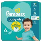 Pampers Baby-Dry Size 6, 33 Nappies, 13kg-18kg, Essential Pack