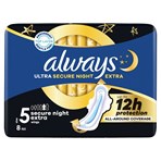 Always Ultra  Sanitary Towels Secure Night Extra (Size 5) With Wings 8 Pads