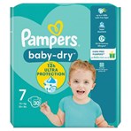 Pampers Baby-Dry Size 7, 30 Nappies, 15kg+, Essential Pack