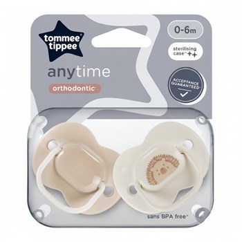 Tommee Tippee 2x Anytime Soother, 0-6 months, Symmetrical, BPA-Free Soothers