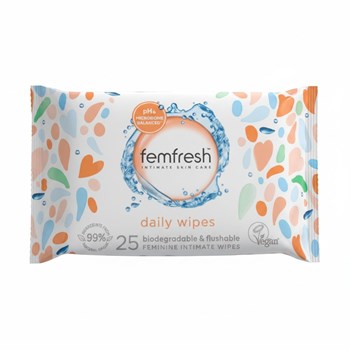 Femfresh Intimate Skin Care 25 Biodegradable & Flushable Feminine Intimate Wipes